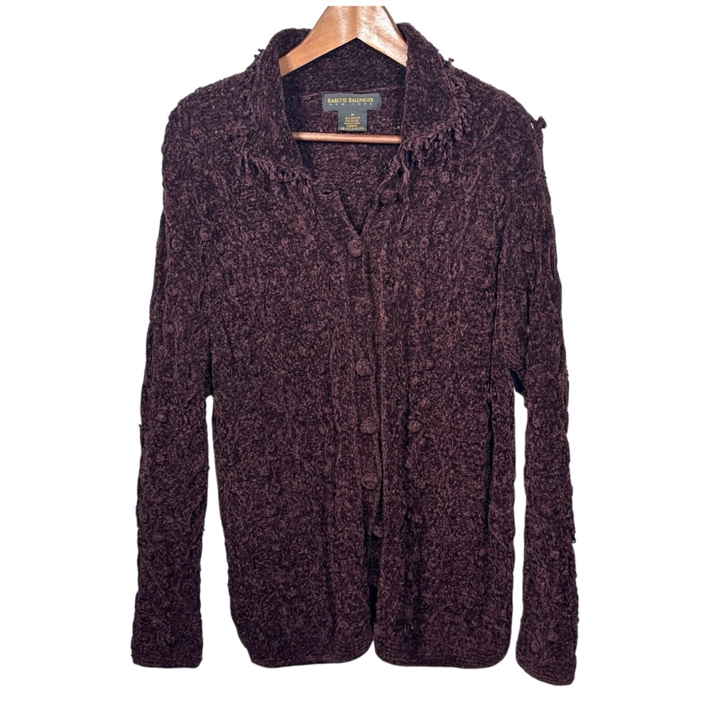 Vintage 90s Y2K Bobble Knit Long Cardigan Sz M Grunge Goblin Forest Fairy Purple - Picture 3 of 11